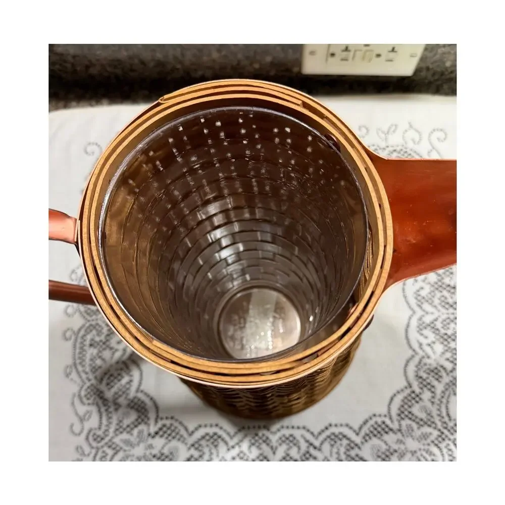RARE Longaberger 2006 Copper Pitcher Basket Centerpiece Handmade Floral & Doily